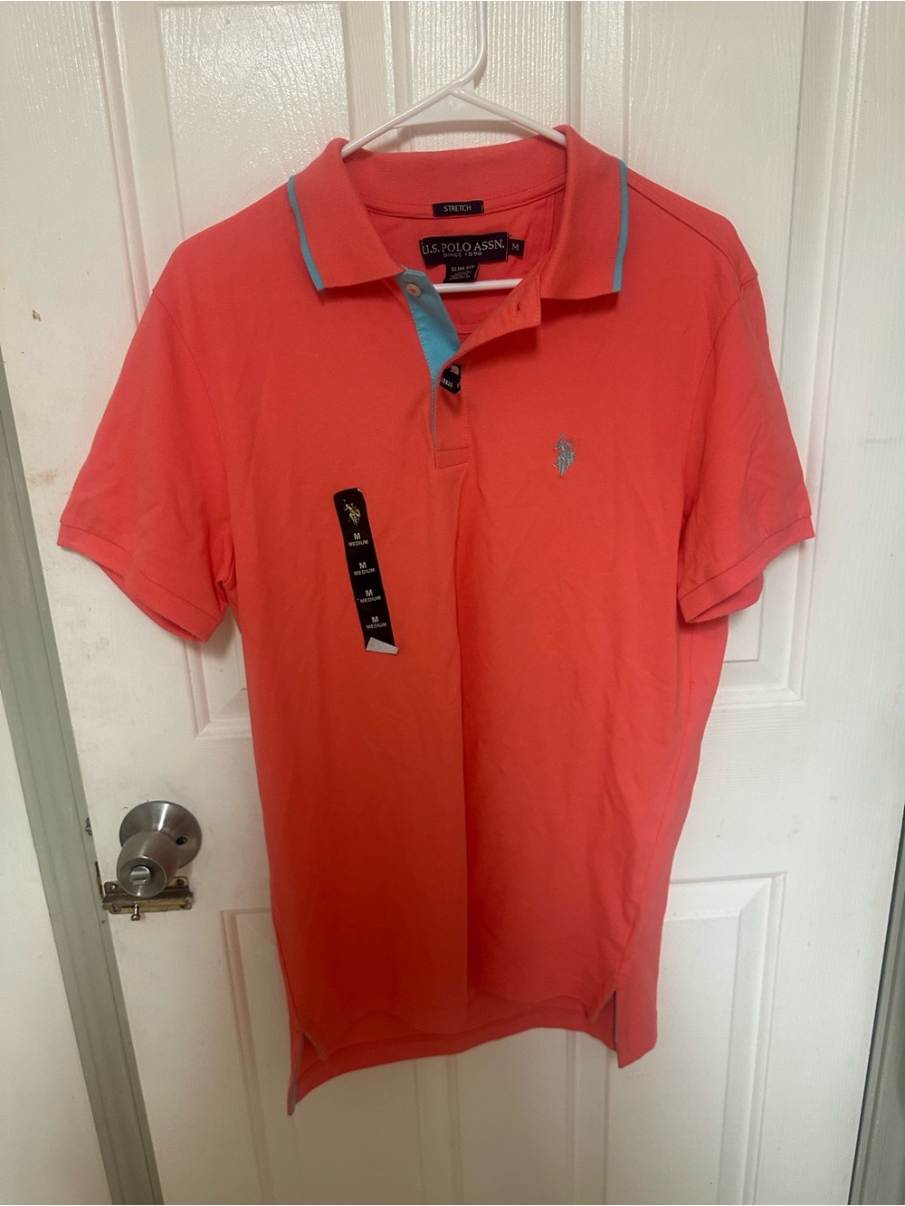 U.S. POLO ASSASSIN ORANGE SLIM FIT STRETCH POLO - NEW - MEN’S MEDIUM